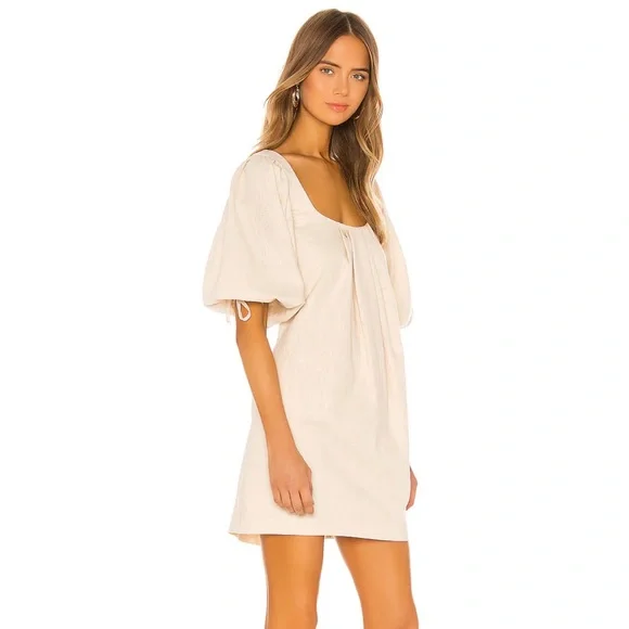 white cotton linen dresses for women White Linen Midi Dress main image 0